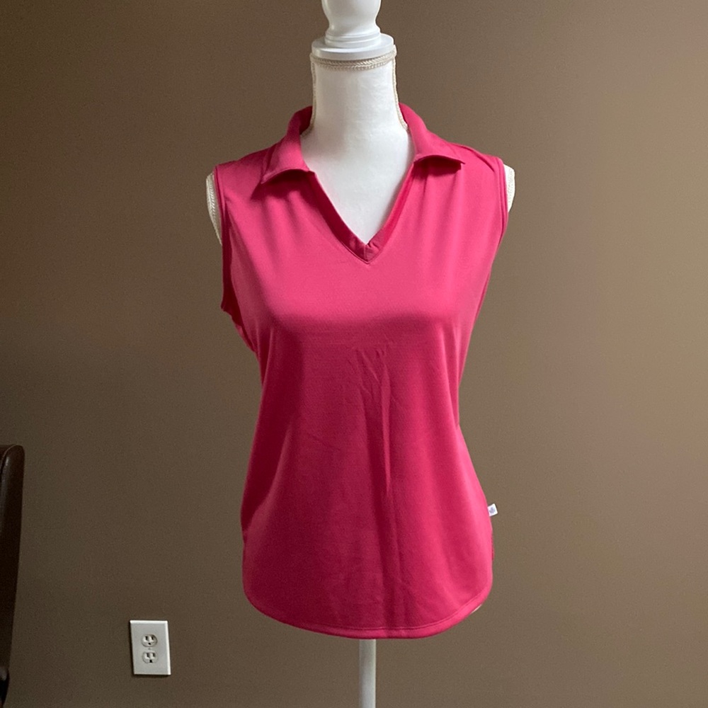 Lady Hagen pink sleeveless golf shirt